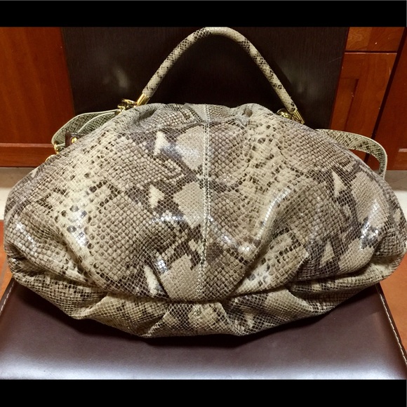 LARGE snake print Leather Crossbody / Satchel - Picture 2 of 8